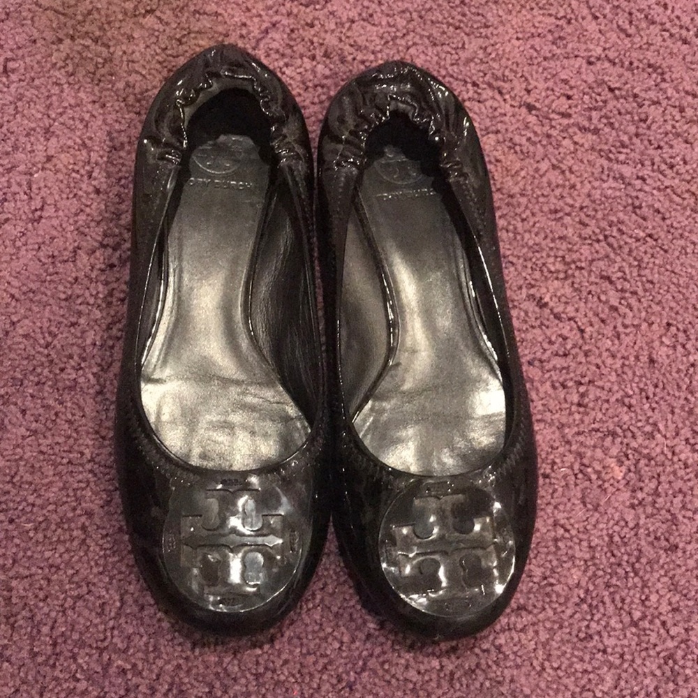Tory burch black leather flats